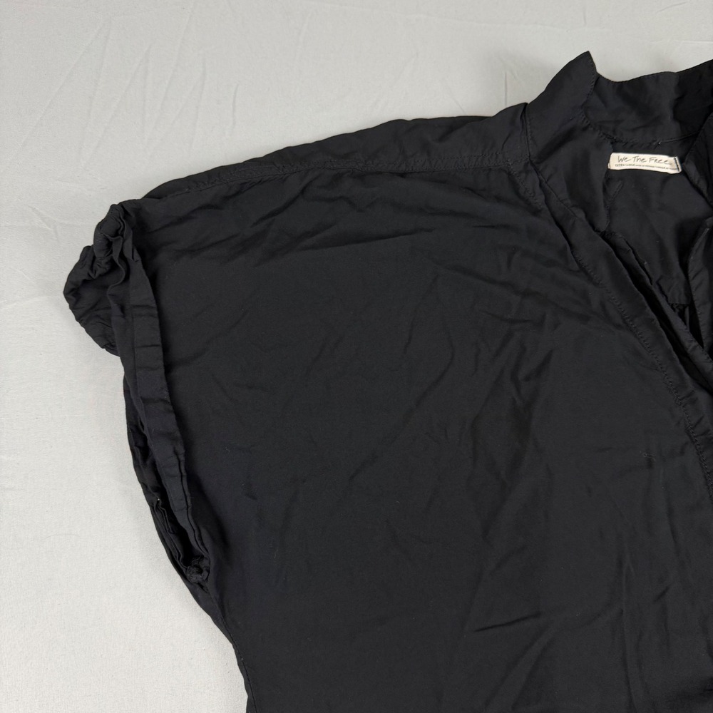 We The Free Black Collared Button Up Short Sleeve Oversized Shirt Extra Large‎ - Picture 5 of 11